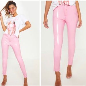 hot pink patent leather pants